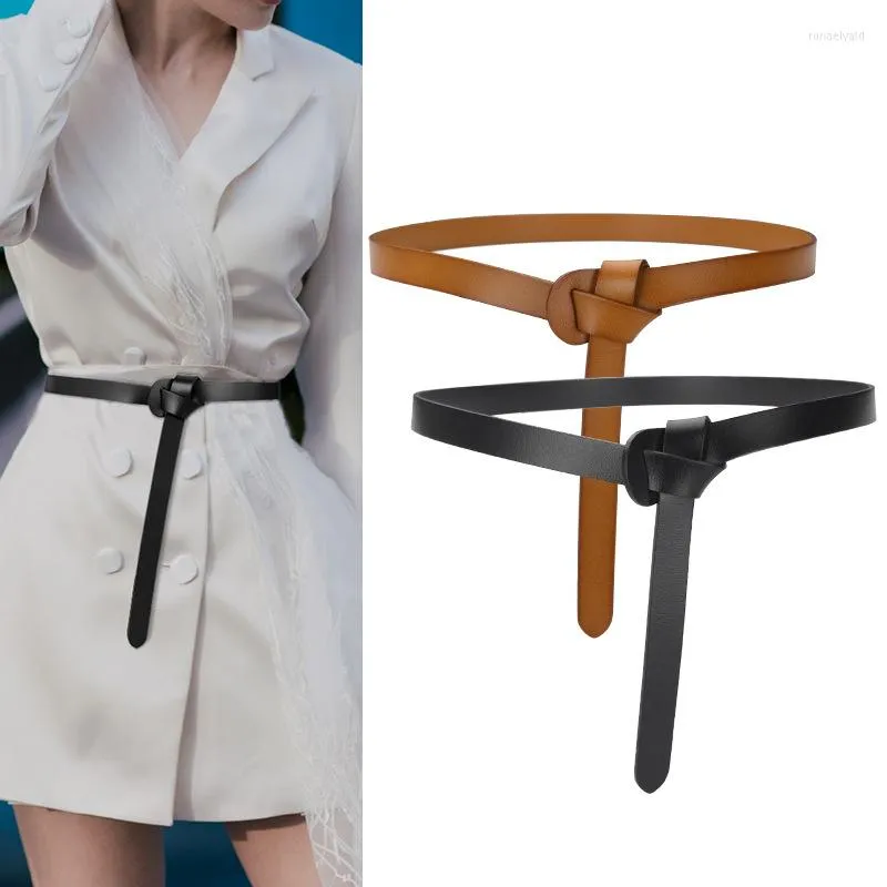 Cinturones Gótico Tie A Nudo Cinturón Mujer Moda Casual Diseño de lujo Abrigo Cintura Faja delgada Retro Punk Y2k Cintura de cuero