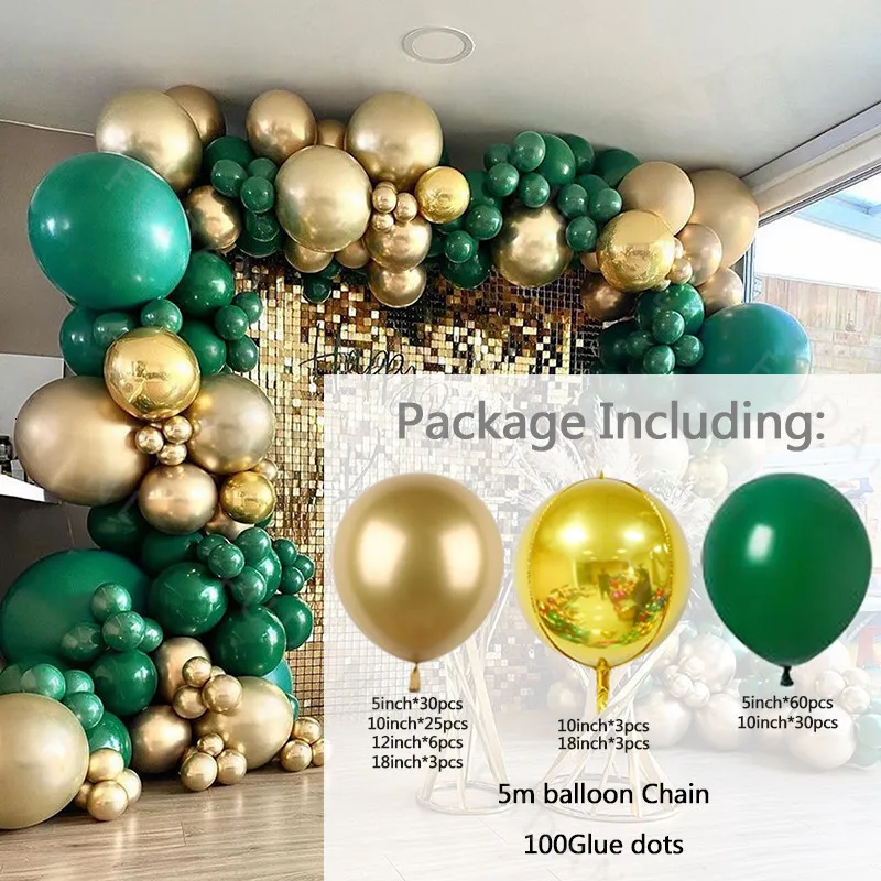 Other Decorative Stickers Forest Green Garland Arch Kit Gold Balloons 4D  Chrome Metallic Foil Balls Party Decor Wedding Birthday Baby Shower Globos  230110 From Long10, $9.49