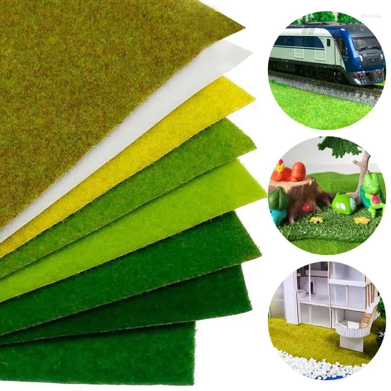 Decorative Flowers 25/50/100CM Thin Artificial Lawns Landscape Grass Mat Model Train Not Adhesive Paper Lawn Fake Turf Decoration Garden