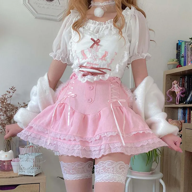 IAMTY Pink Cascading Mini mini skirt with Ruffle Aline