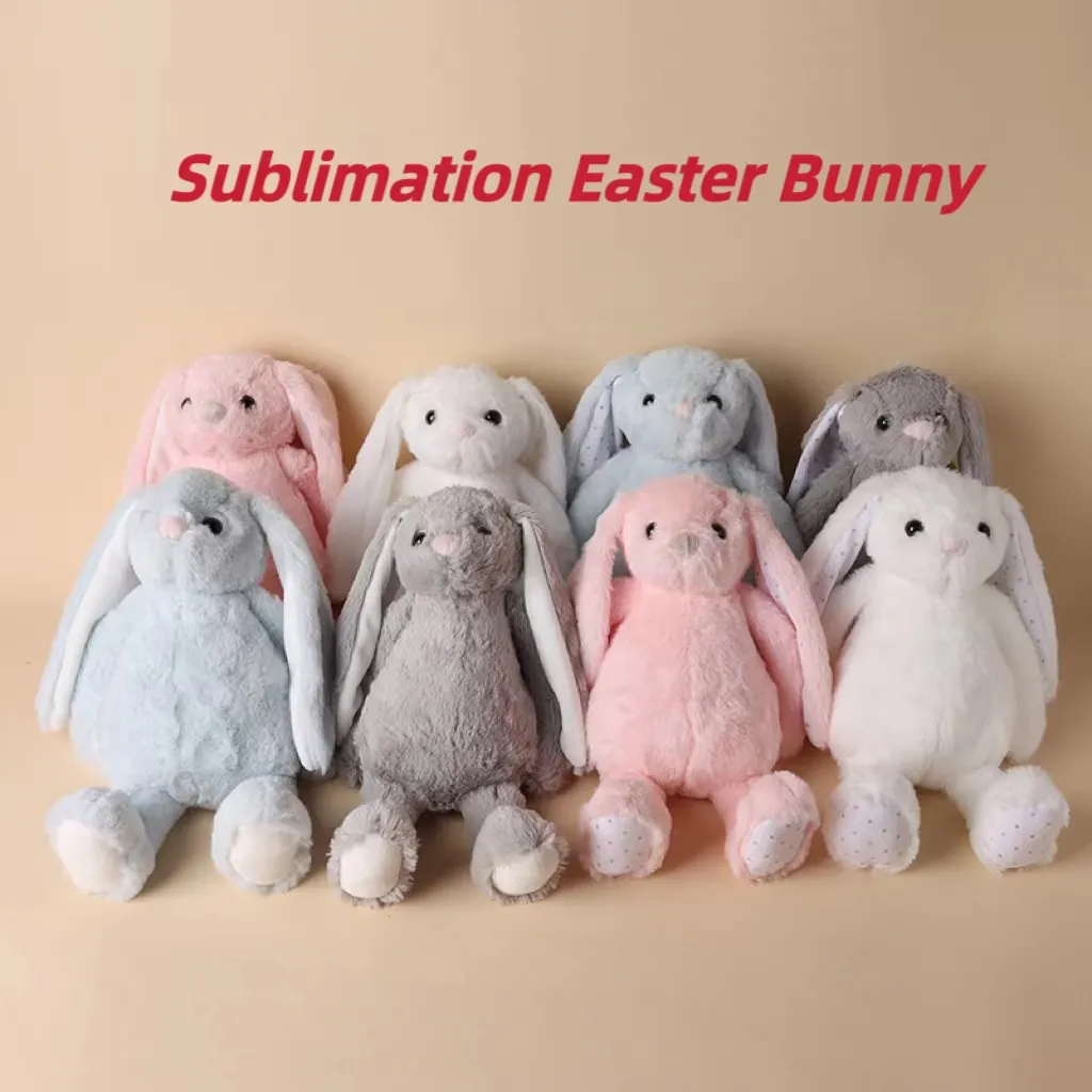 Sublimation Easter Bunny Plush long ears Party Supplies bunnies doll with dots 30cm pink grey white rabbit dolls for children cute soft plush toys
