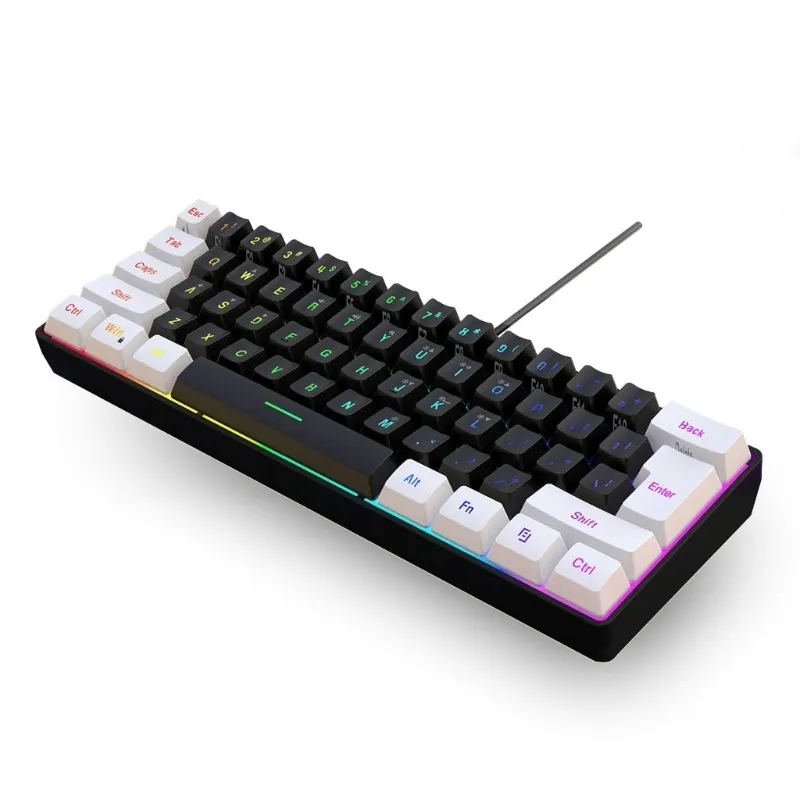 키보드 RGB 백라이트 키패드 Ultracompact 미니 게임 화합물 기능 V700WB 유선 61keys 멀티 컬러 230109