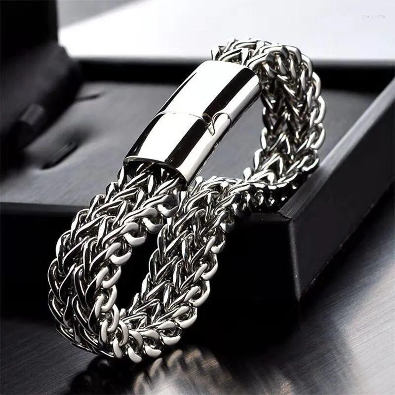 Bracelets de charme de alta qualidade Hip Hop Double Row Square Chain Link de pulseira masculina para joias homens