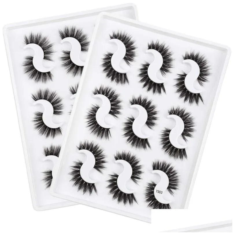 Faux Cils 3D Vison Lashes Boîtes Cils Emballage 9 Paires Maquillage Naturel Drop Delivery Santé Beauté Yeux Dha94