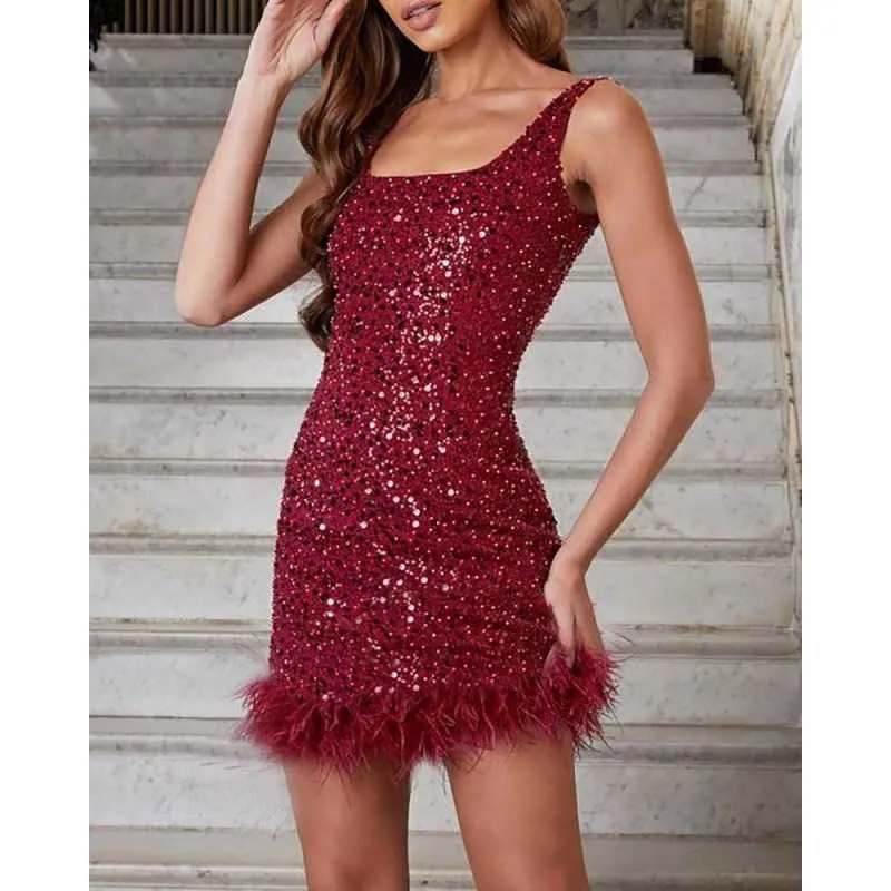 2023 Beaded Wool Sequin Short Sequin Cocktail Dress With Slim Waist And