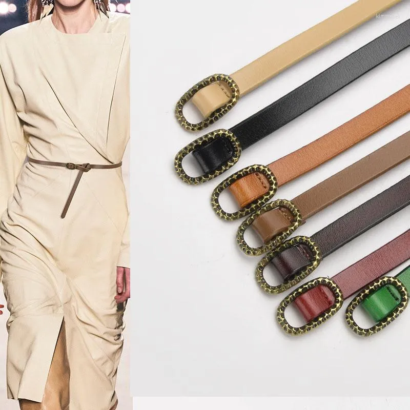 Belts Retro Leather Belt For Women Fashion Casual Luxury Design Versatile Dress Thin Waist Accessories Goth Trend Knotted Waistband