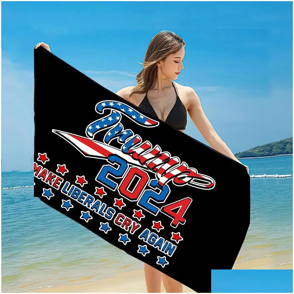 quick dry fabric bath beach towels president trump towel 2024 us flags printing mat sand blankets for travel shower swimming wll1275