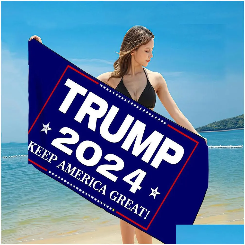 quick dry fabric bath beach towels president trump towel 2024 us flags printing mat sand blankets for travel shower swimming wll1275