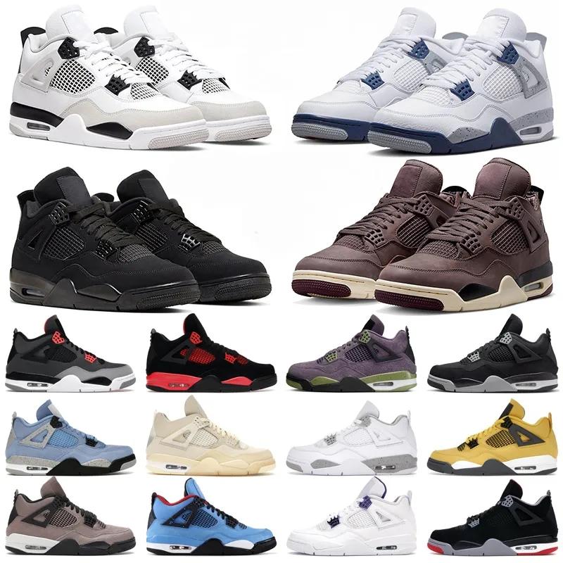 Jumpman 4 4s Men Femmes de basket-ball Chaussures Université Blue blanc Oreo Metallic Purple Black Cat Bred Shimmer Metallic Red Cactus Jack Sport Trainer Sneakers 36-47