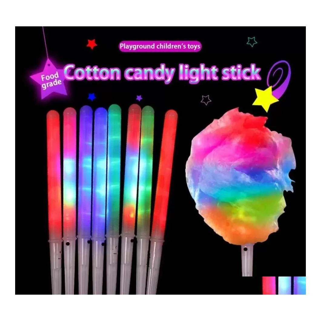 Andere festliche Partyartikel, Einweg-Zuckerwattekegel in Lebensmittelqualität, bunt, leuchtend leuchtende Marshmallow-Sticks, blinkend, Dhhca