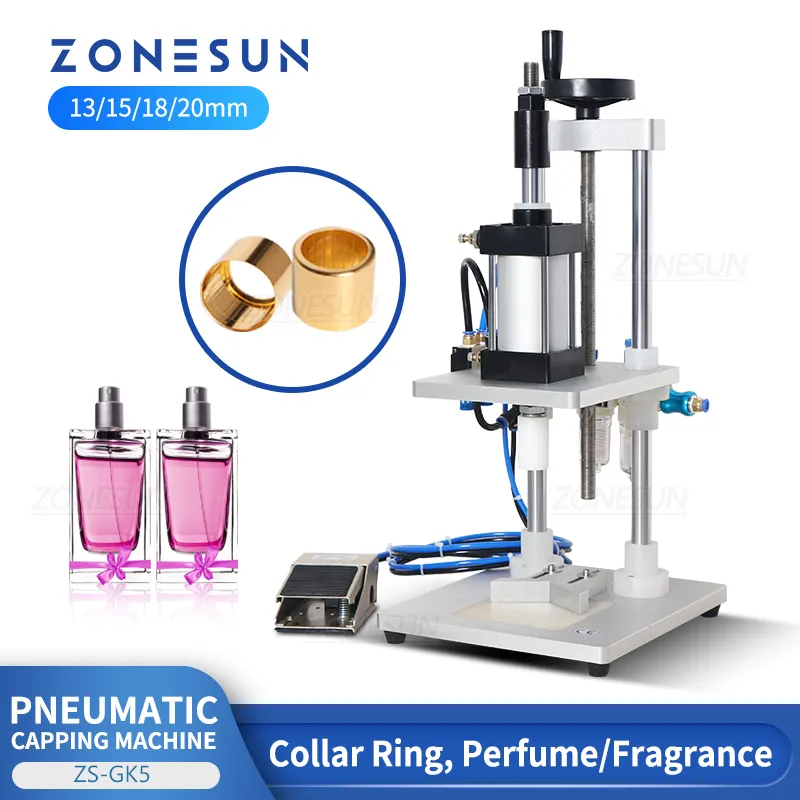 Zonesun Perfume Capping Machine Collar Ring Crimping Vial Top Pressionando Pneumático Garrafa de Vidro de Vidro Fragrância Scent Combutep Zs-Gk5