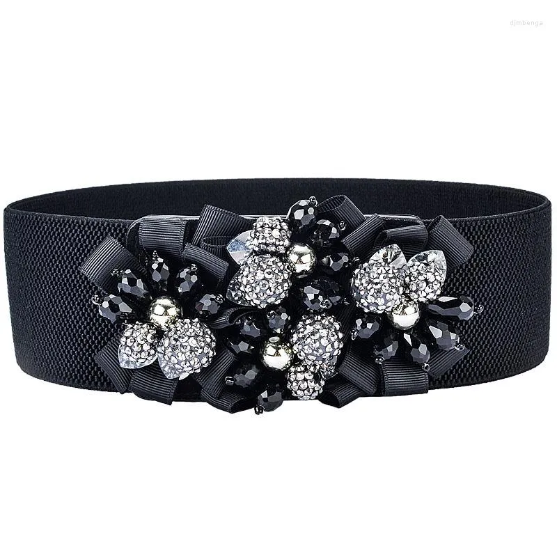 Riemen hongmioo vintage dames dames meisjes mode flowerrhinestone riem gespen 6 cm breed voor jurken