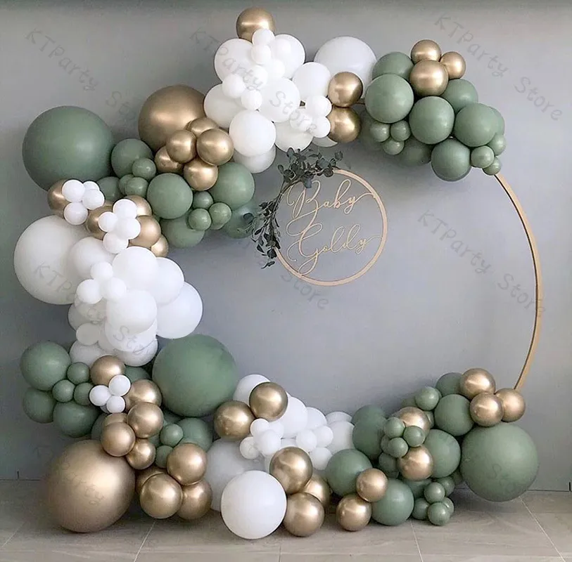 Andere decoratieve stickers 137 stks retro groene witte ballon slinger boog bruiloft decoratie gouden latex luchtballonnen pack baby shower verjaardagsfeestje decor 230110