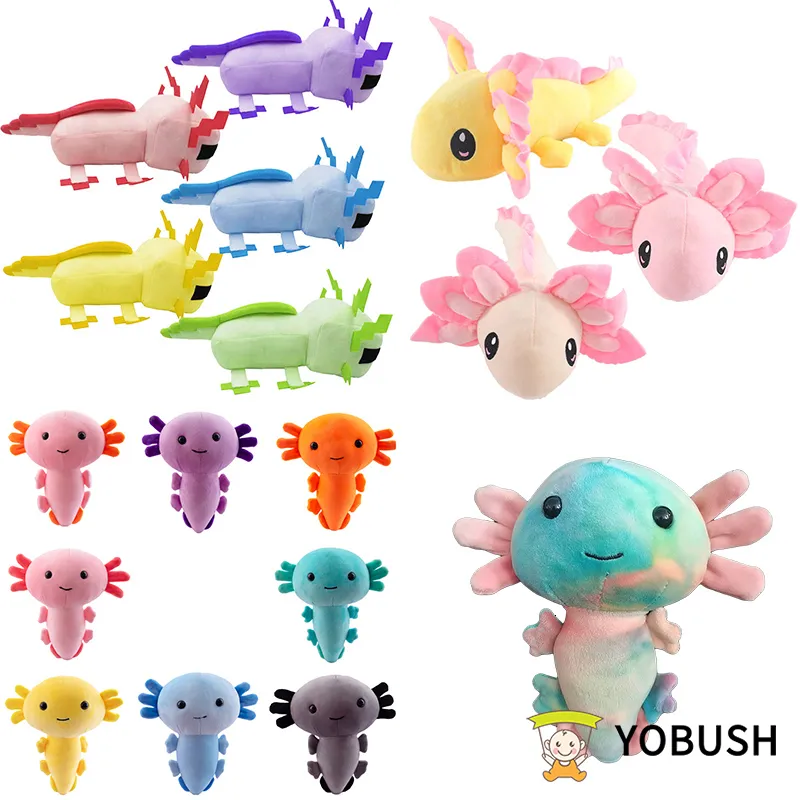 플러시 인형 귀여워 작은 작은 axolotl t 박제 장난감 화려한 도롱뇽 소프트 인형 3D 분홍색 수중 동물의 유예 아이들 선물 230110