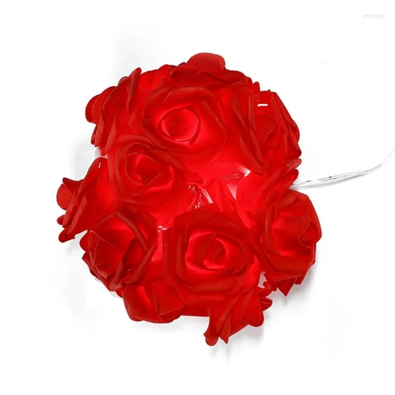 Strings -Valentijnsdag Flower String Licht Batterij Aangedreven met 8 modi Remote Control en Timer Decoration (rood)