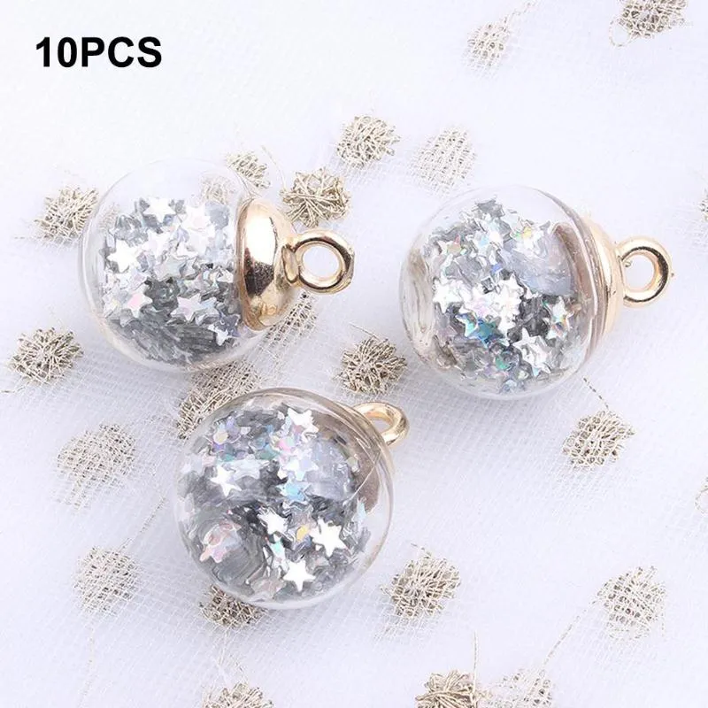Christmas Decorations 10pcs 16mm Crystal Ball Colorful Transparent Glass Star Pendant Hair Accessories For Jewelry Charms Earring Making