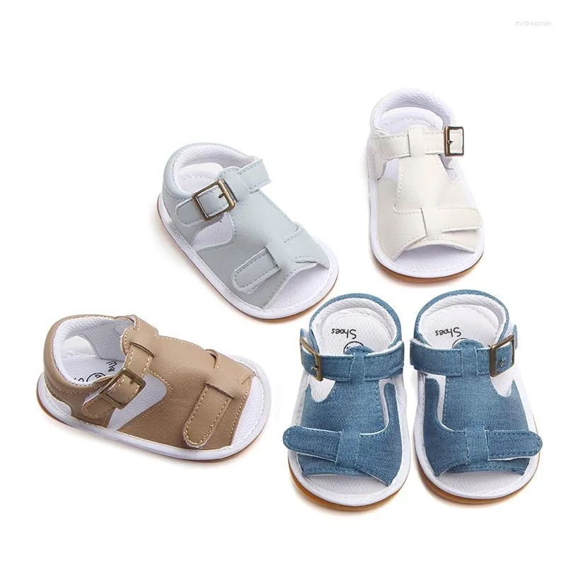 Premiers marcheurs bébé chaussures bébé garçon fille enfant en bas âge appartements été sandale cuir PU semelle en caoutchouc souple anti-dérapant berceau marcheur