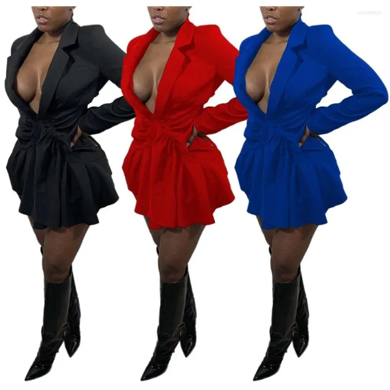 Damespakken Lange mouw Asymmetrische blazer Top Vrouwen Tijden Down Collar V Neck Coat Autumn Fashion Outerwear Casual Solid Streetwear 2023