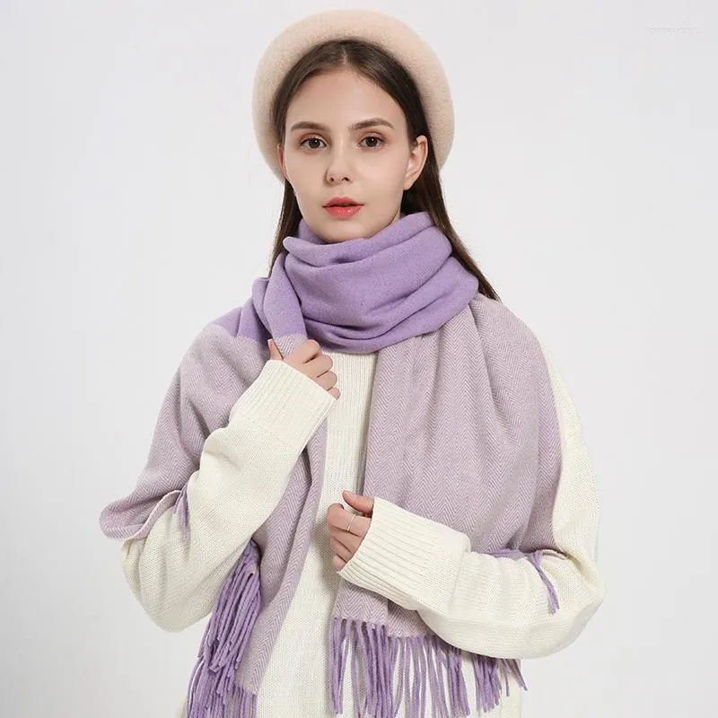 Lenços 2023 outono inverno cordeiro lã bandana externo tassels grossos à prova de vento coreano coreano pescoço feminino lenço versátil tippet