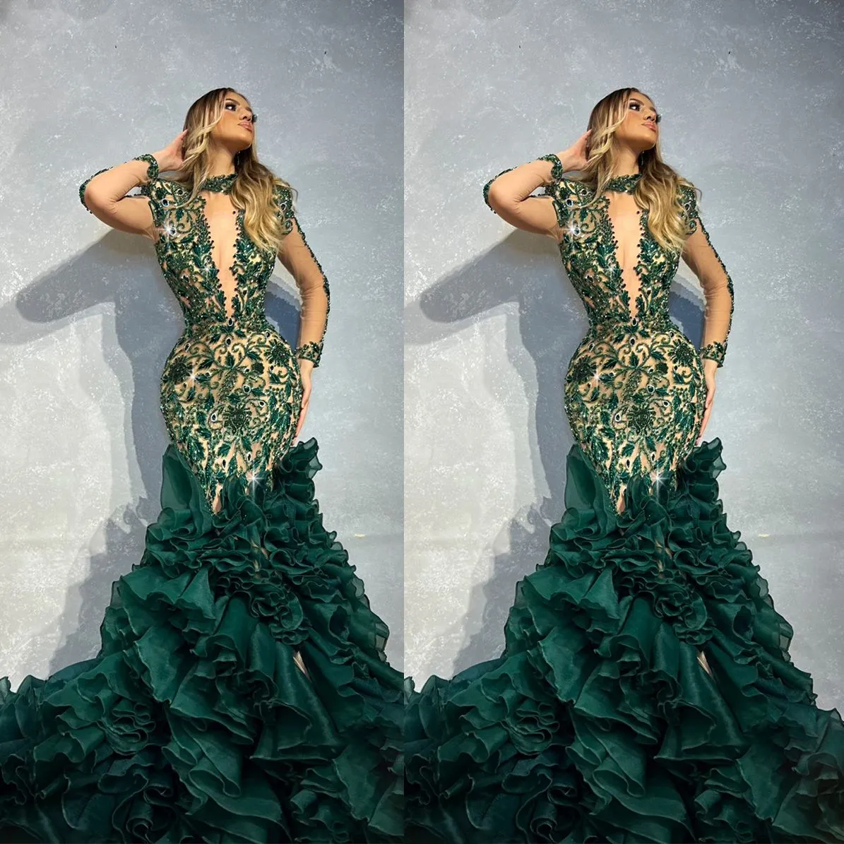 Crystal Mermaid Gold Raining Effect Dress Crystal Mermaid Gold Raining Effect Dress