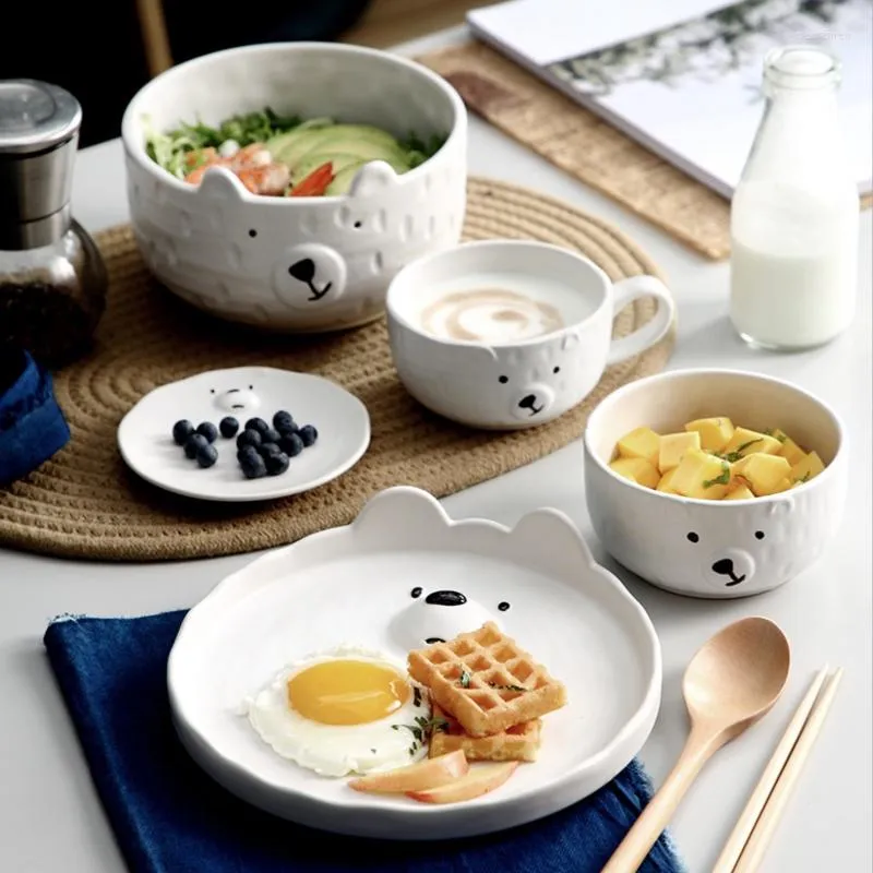 Assiettes YJBD – ensemble d'assiettes à dîner en céramique, vaisselle de cuisine, plats, salade de riz, nouilles, bol à soupe, cuillère, outil de cuisine
