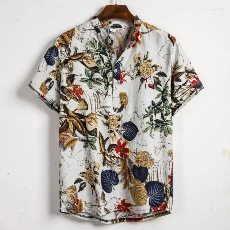 Casual shirts voor heren in mannen Hawaiiaans shirt zomer bloemenstrand korte mouw luau tops vakantie los