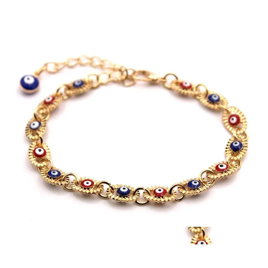 Charm Armband Alloy Armband Lime Drop Blue Red Turkey Eye Fashionwomen Jewelry Gold 5ll Q2 Leverans OT5AW