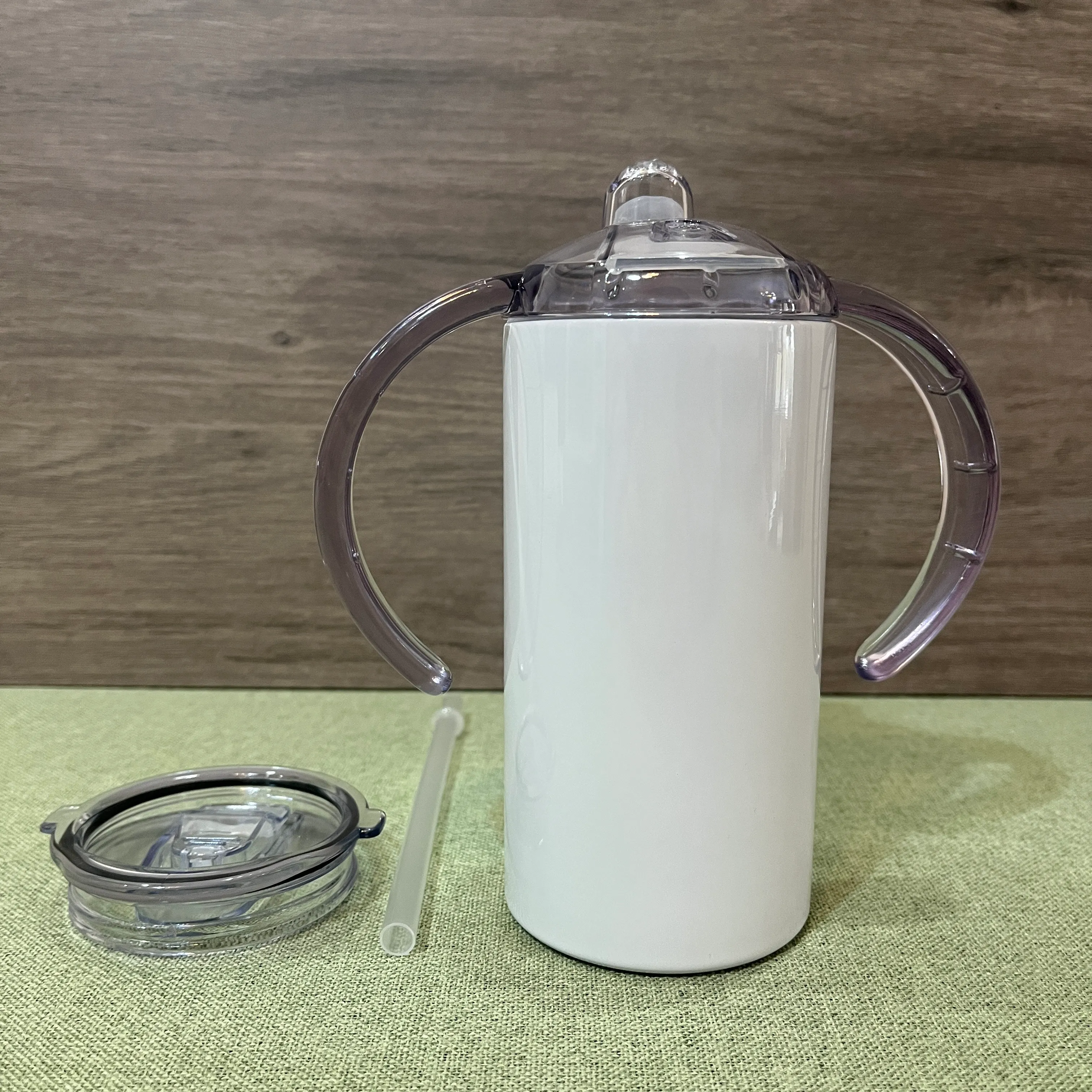 12 oz 350ml süblimasyon düz yudum çift duvarlı bardak çift saplı paslanmaz çelik çocuk şişe vakum ısı yalıtılmış kupa içme süt tumbler