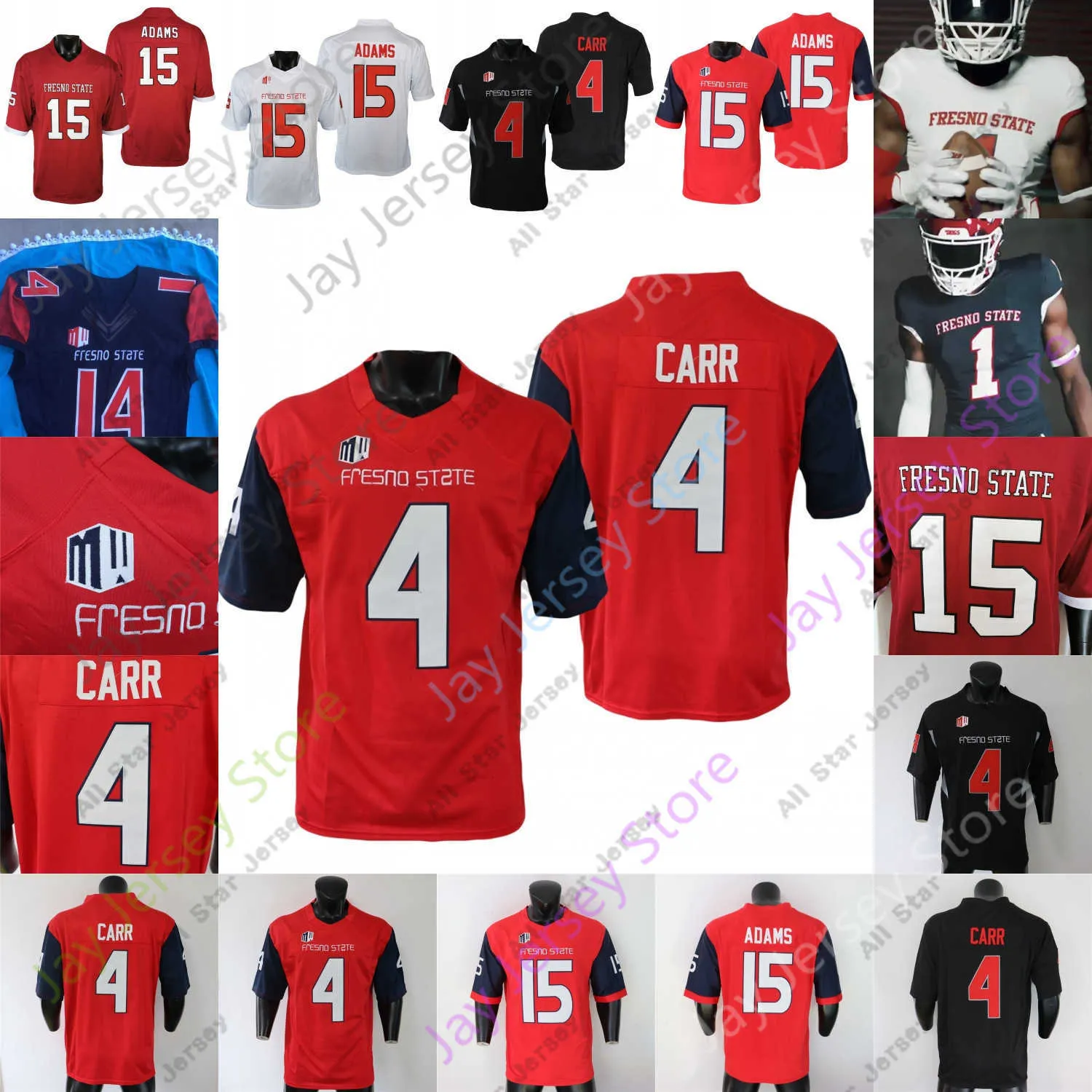 Maglie da calcio Fresno State Football Jersey NCAA College Davante Adams Derek Carr Jake Haener Mims Evan Williams Lockridge Sherrod Remigio Cropper Langley