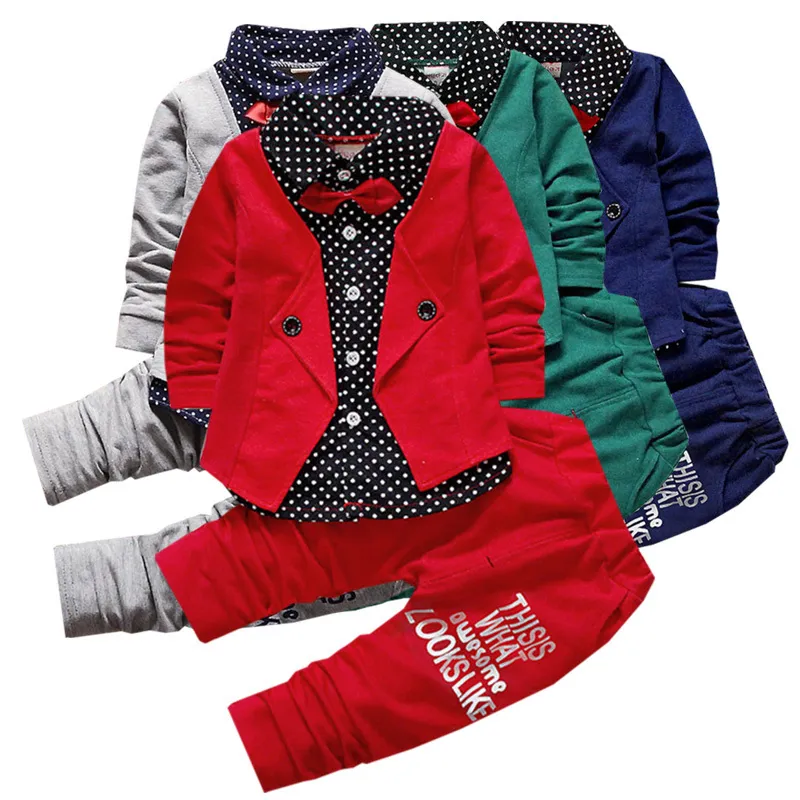 衣料品セット衣料品スーツボーイボウタイアクセサリーウエストジャケットパンツウェディングフラワーガール1-4年ファッション品質の子供服230110