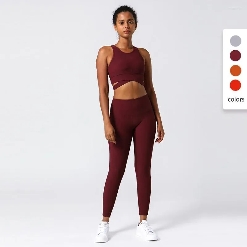 Ensembles actifs costume de Yoga côtelé de haute qualité pour les femmes Super Stretch Wrap vêtements de sport porter dames ensemble de Fitness