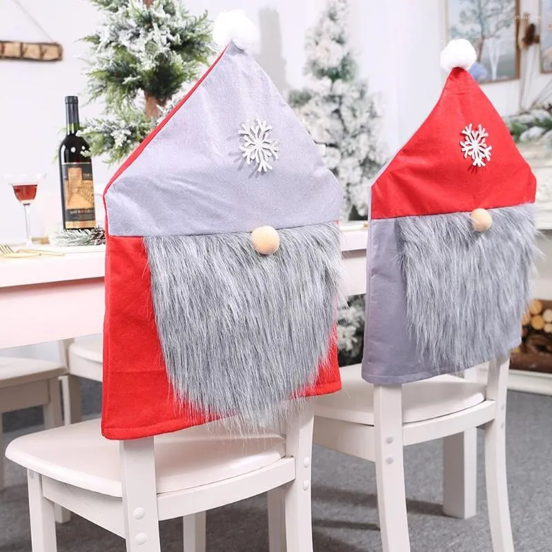 Coprisedie 1 pz Decorazione natalizia per feste Tavolo di Babbo Natale Cappello rosso Decor Copri cena Housse De Chaise 2023