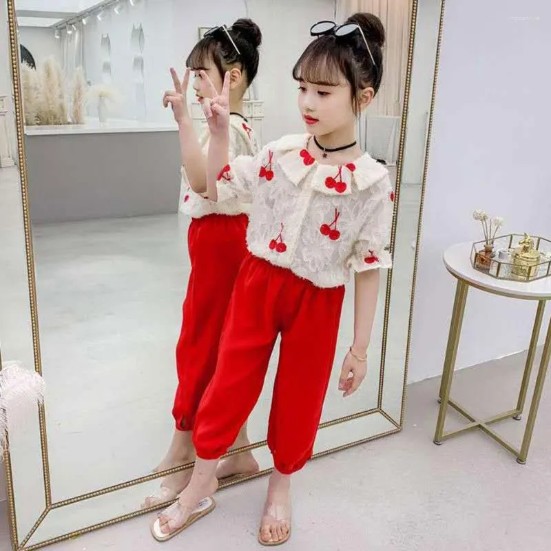 Clothing Sets Girls Clothes Short Born Sleeve T-shirt Pants 2PCS Casual Fashion Suit 4 6 7 8 9 11 12 Year Girl Wearing