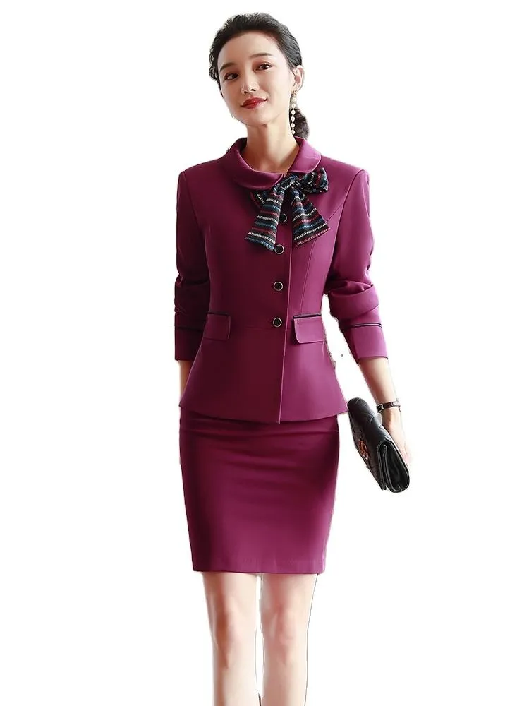 Two Piece Dress Work Uniform Suit for Female Hotel Front Desk Cashier and Reception with Knee-Length Slim Cotton Blend Fabric from Dhgate Two Piece Dress - price 36.94 Two Piece Dress Work Uniform Suit for Female Hotel Front Desk Cashier and Reception with Knee-Length Slim Cotton Blend Fabric from Dhgate Two Piece Dress - price 36.94