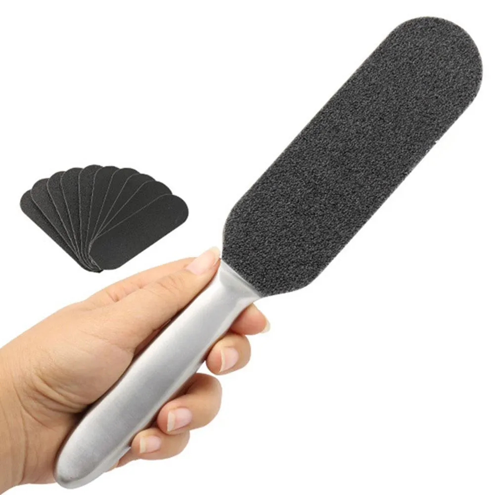 Raspe per piedi in acciaio inossidabile Dual Sided Hard Dead Skin Callus Remover Raspa File Scrub esfoliante Piedi Cura Strumenti per pedicure Nero Dhffx