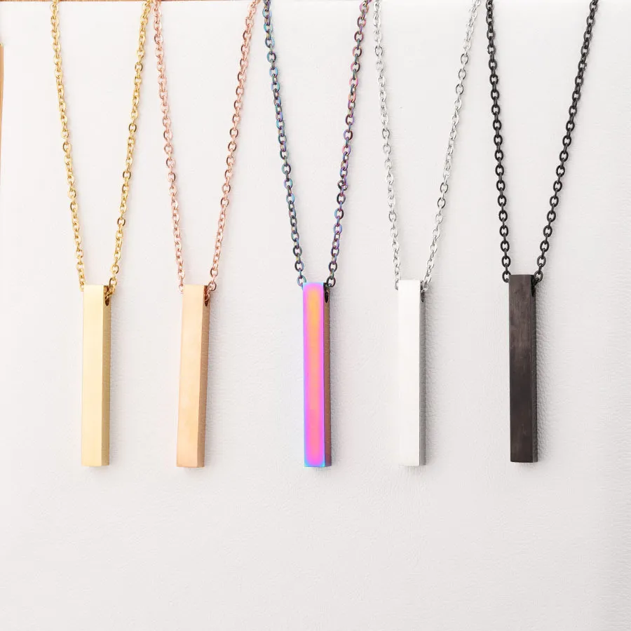 Stainless Steel Blank Bar Necklaces Geometric Square Bar Pendant Necklace Pendants DIY Customize Jewelry