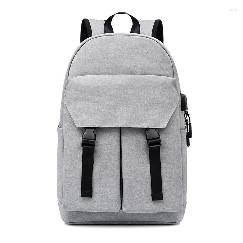 Backpack 2023 Fashion Men's Backpacks Business Casual Anti-theft Shoulder Bag Solid Color Oxford Cloth Waterproof Computer