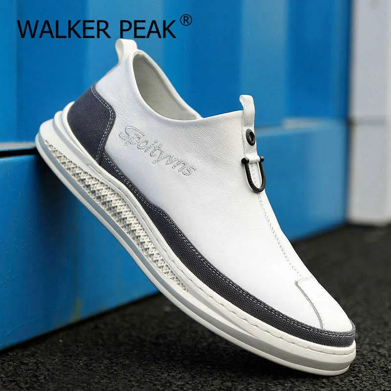 Sapatos sociais Novos sapatos casuais masculinos de couro branco tênis para homens elegantes