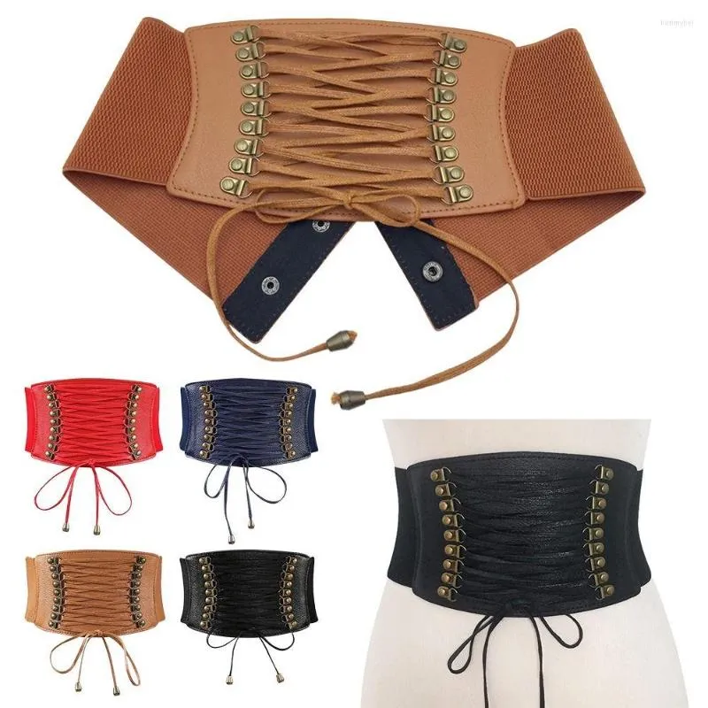 Ceintures femmes décontractées de jupe vintage manteau largeur élastique ceinture en dentelle corset rivet waistband dames cummerbands