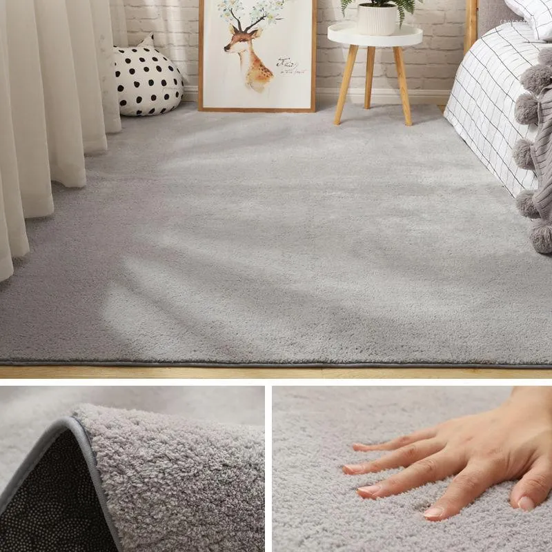 Carpets Solid Color Bedroom Bedside Carpet Modern Living Room Decoration Rugs Cloakroom Lounge Rug Home Thickened Soft Fluffy