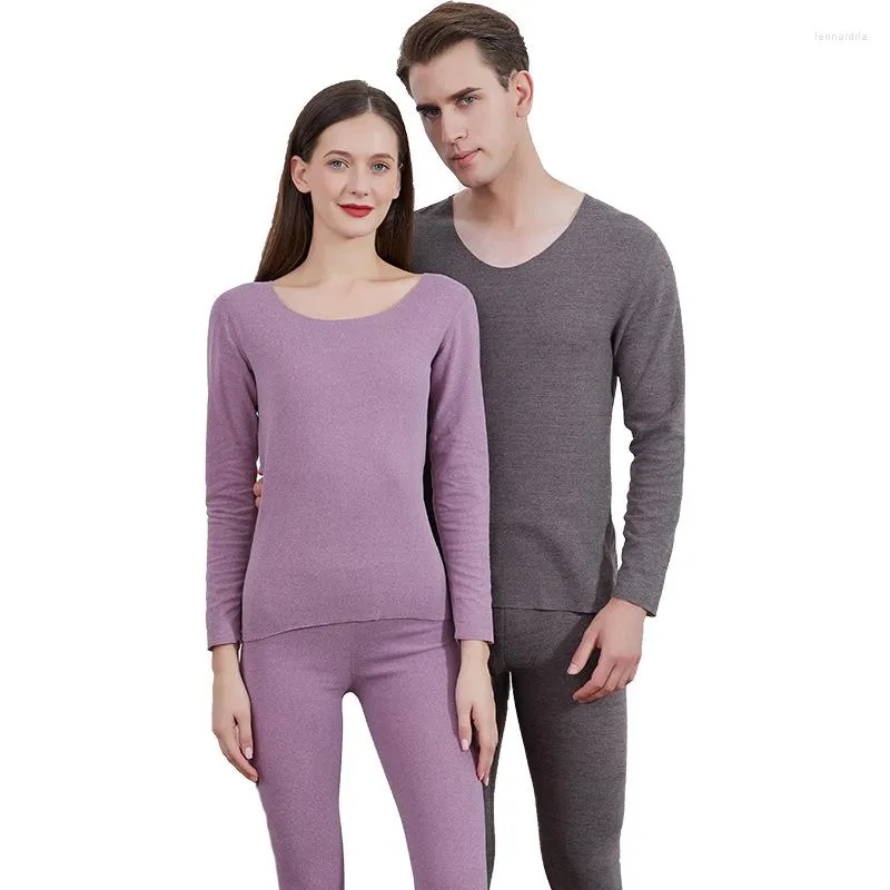 Men's Thermal Underwear Large Size Bottomed Autumn Clothes And Trousers Constant Temperature De Velvet Traceless AB Side Couple Suit