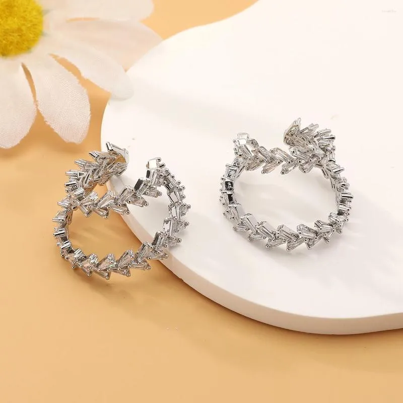 Backs Earrings Fahsion Trendy Sweet Women's Ear Clip Zircon Geometic Leaf Design Faddish Non-Piercing Earring Ear-jacket Jewelry