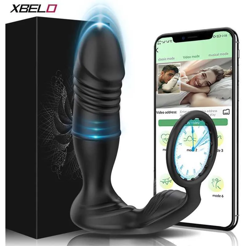 Volwassen massager Mannelijke stuwkracht Prostaat Massager Bluetooth App Vibrator voor mannen Gay Anal Plug Wireless Remote Butt Sex Toy Paren