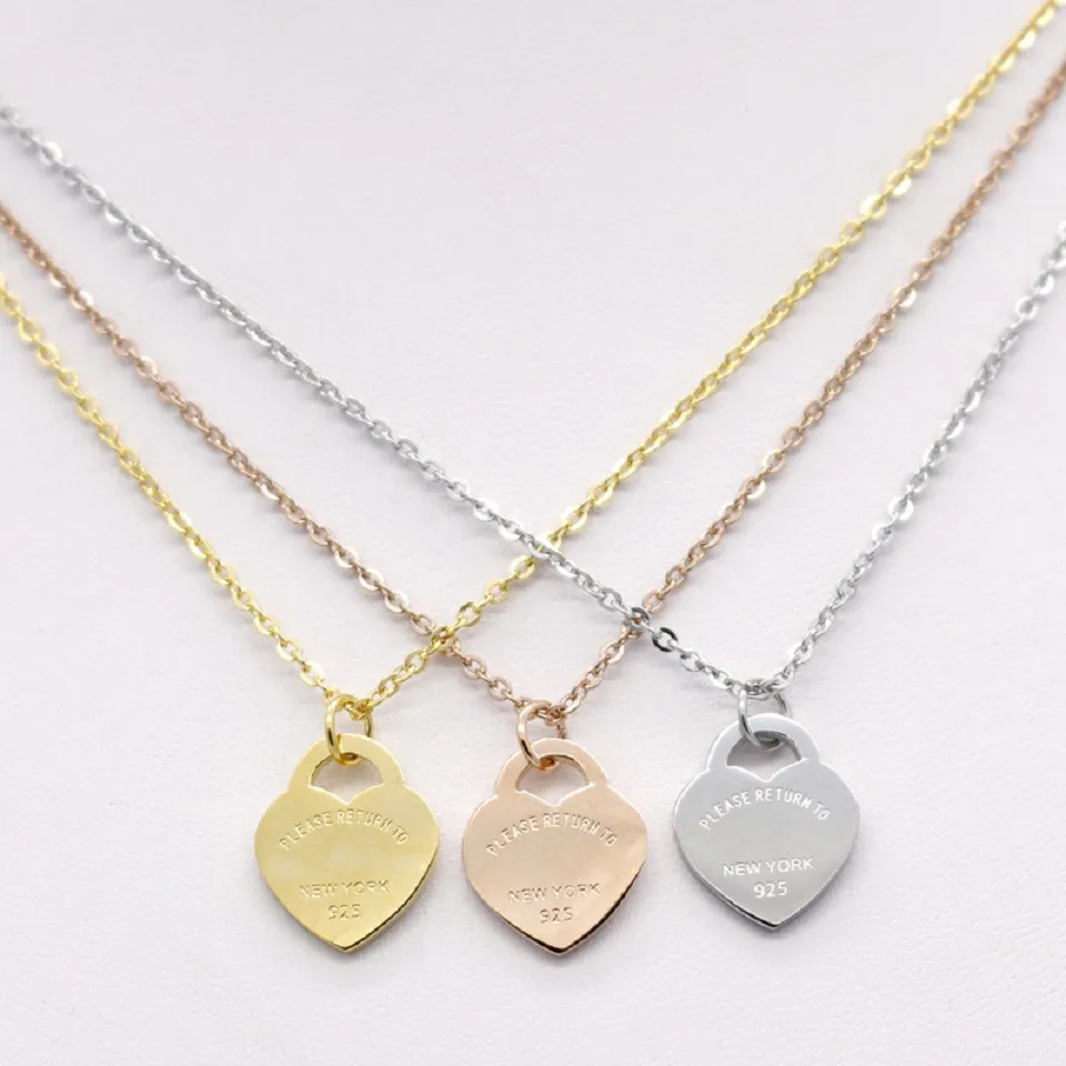 collana argento catena collane cuore gioiello ciondoli designer designer designer donne oro rosa titanio in acciaio ciondolo