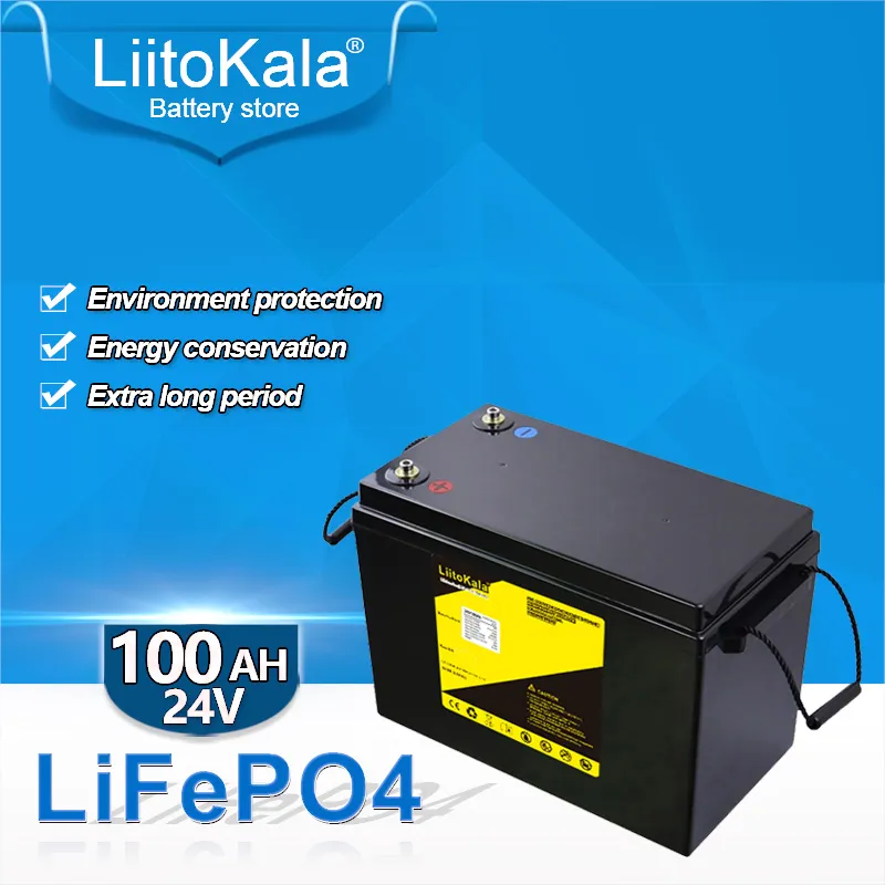 Аккумулятор Liitokala LiFePO4 24 В 50 Ач 60 Ач 70 Ач 80 Ач 100 Ач Встроенный 50 А 100 А BMS 29,2 В Класс А аккумуляторная батарея для производства электроэнергии для кемпинга на открытом воздухе