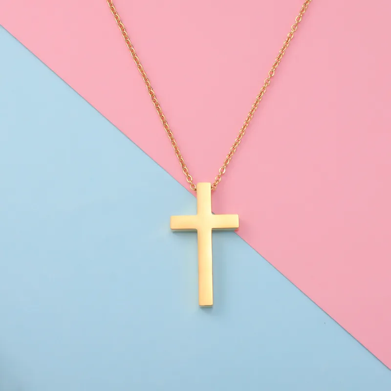 Simple Stainless Steel Cross Pendant Classic Cross Chain Necklace for Men Women