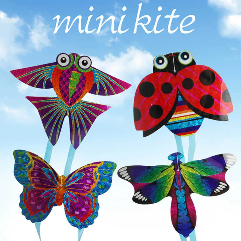 Kites crianças portáteis ao ar livre, filho interativo de brinquedo interativo desenho animado de butterfly inseto mini kite 0110