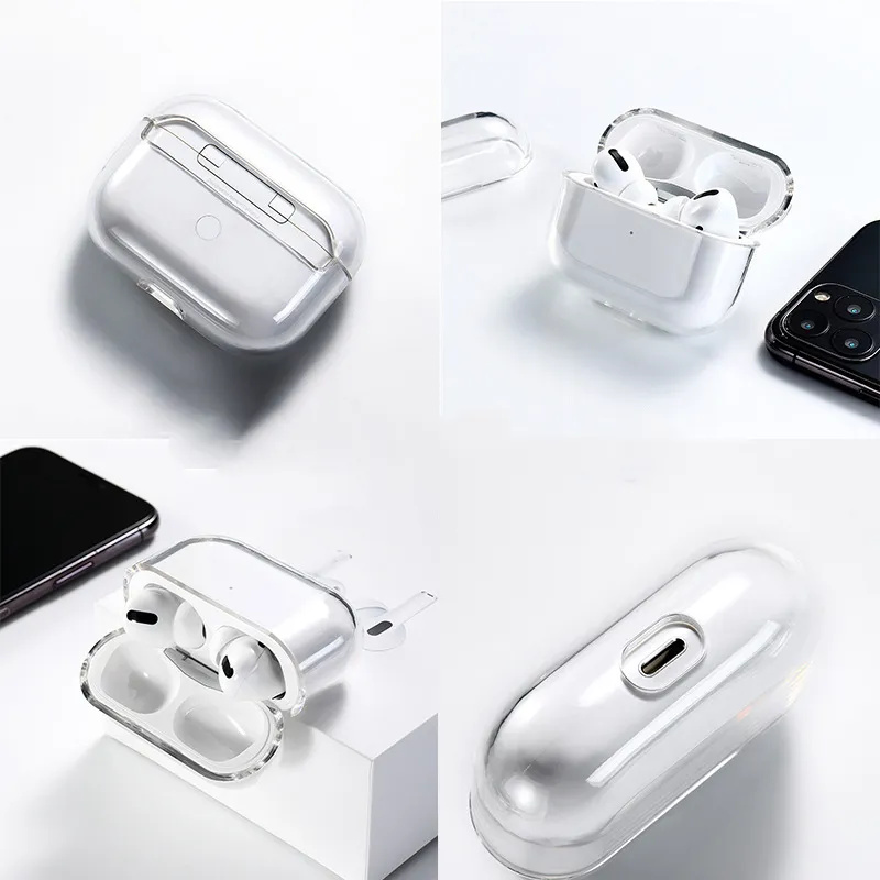 Для Airpods Pro Аксессуары для наушников Твердый силикон Милый защитный прозрачный чехол для наушников Apple Wireless Charging Box Противоударный чехол