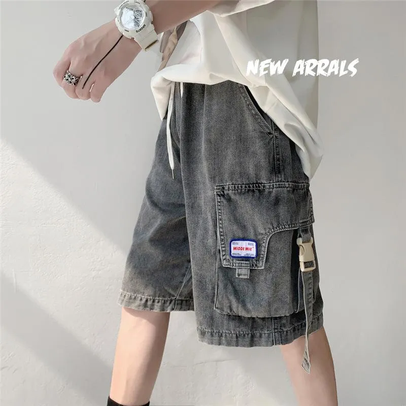 Men's Jeans Blue Denim Shorts Work Clothes 2023 Summer Wear Trendy Brand And Baggy Pants