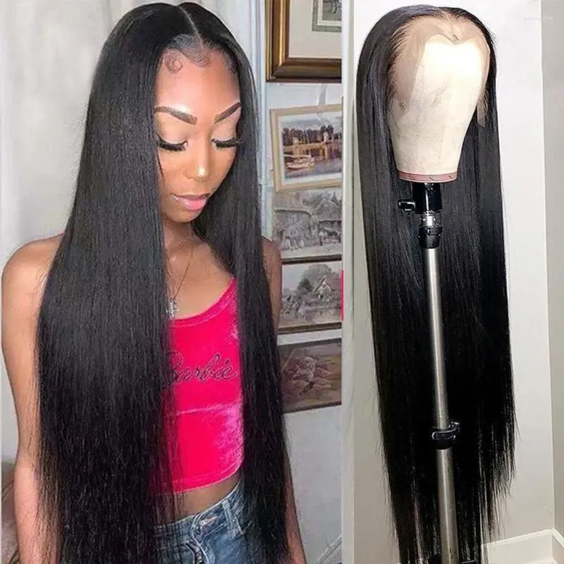 Düz insan saçı dantel ön peruklar 38 inç 13x4 hd ön kadınlar için ön kopukluk
